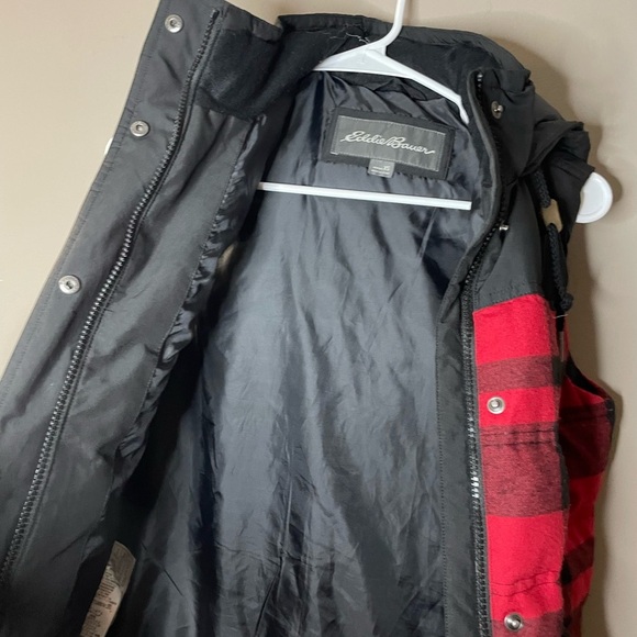 Eddie Bauer Vest Women’s XS Red Plaid Casual Rustic Hooded - Picture 5 of 8